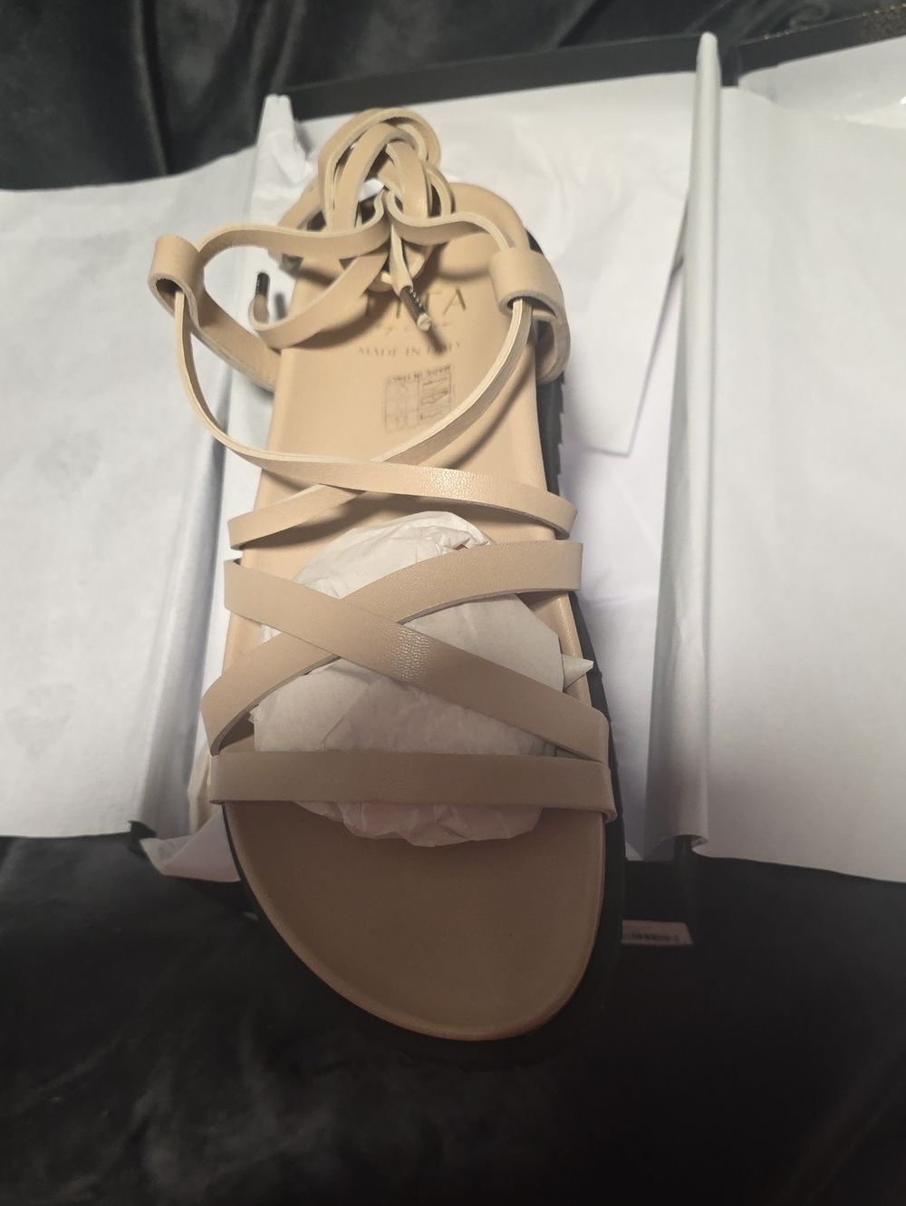 Women’s Neutral Lace-Up Strappy Sandals in Beige